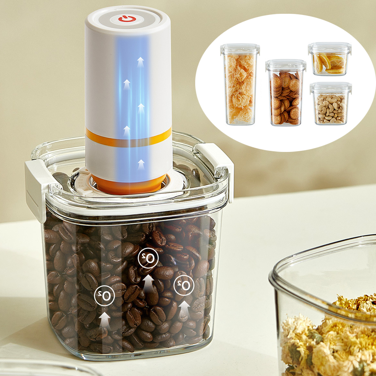 Food Storage Jar Set - Vacuum Sealed Tank Coffee Beans Vacuum