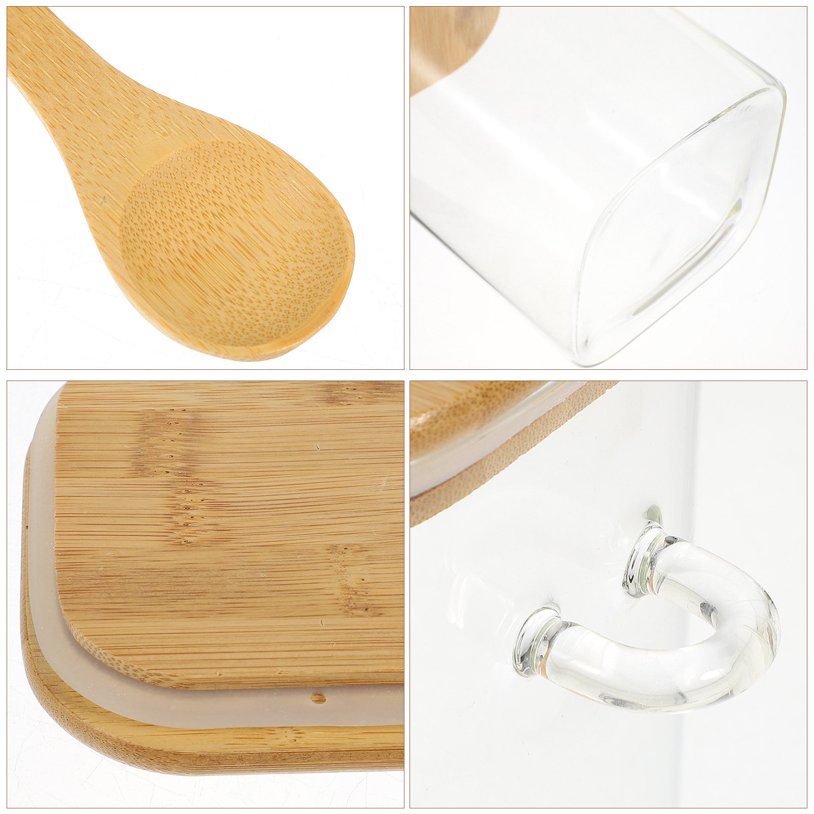 Food Storage Jar Glass - 1Set Square Airtight Glass Food Storage