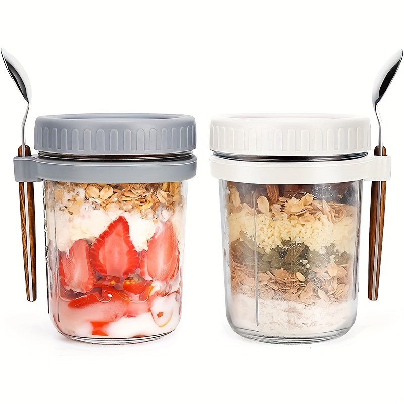 1pc/2pcs Glass Oatmeal Cup, Ov - Food Storage Jar Set avaliação e preço