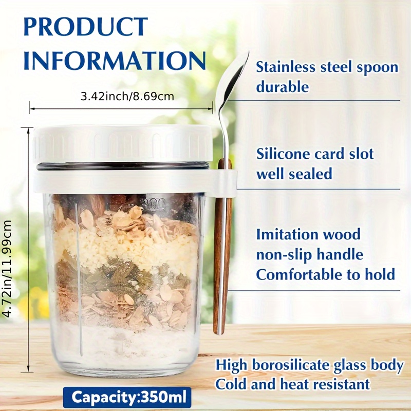1pc/2pcs Glass Oatmeal Cup, Ov - Food Storage Jar Set avaliação e preço