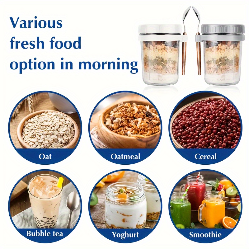 1pc/2pcs Glass Oatmeal Cup, Ov - Food Storage Jar Set avaliação e preço