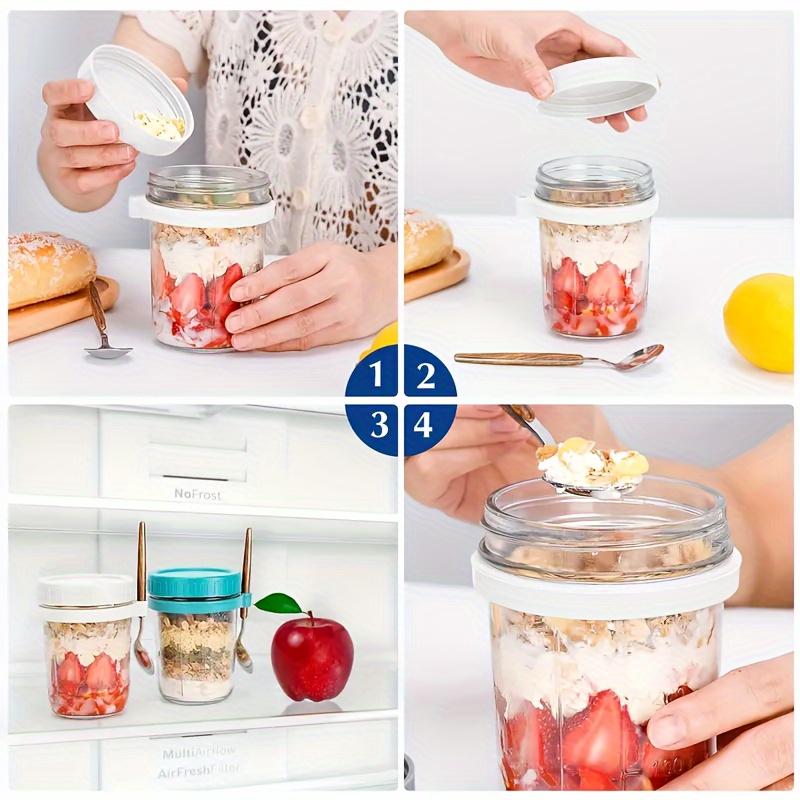 1pc/2pcs Glass Oatmeal Cup, Ov - Food Storage Jar Set avaliação e preço