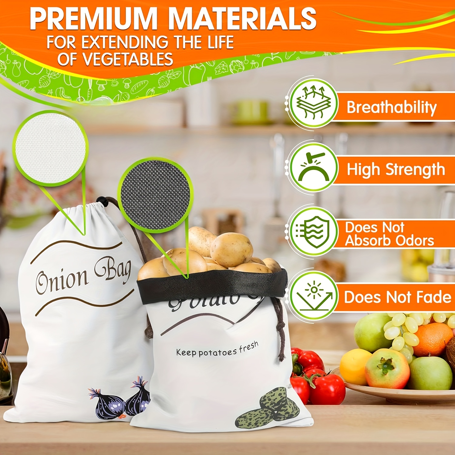 2pcs Reusable Vegetable Storag - Food Storage In Roots avaliação e preço