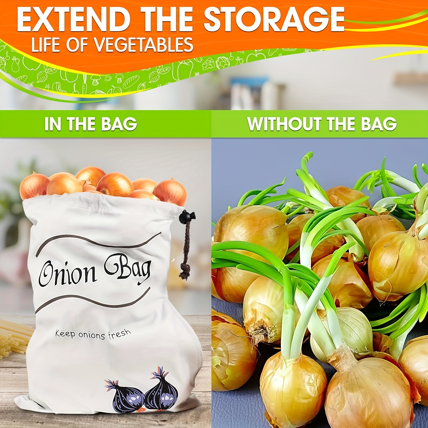 2pcs Reusable Vegetable Storag - Food Storage In Roots avaliação e preço