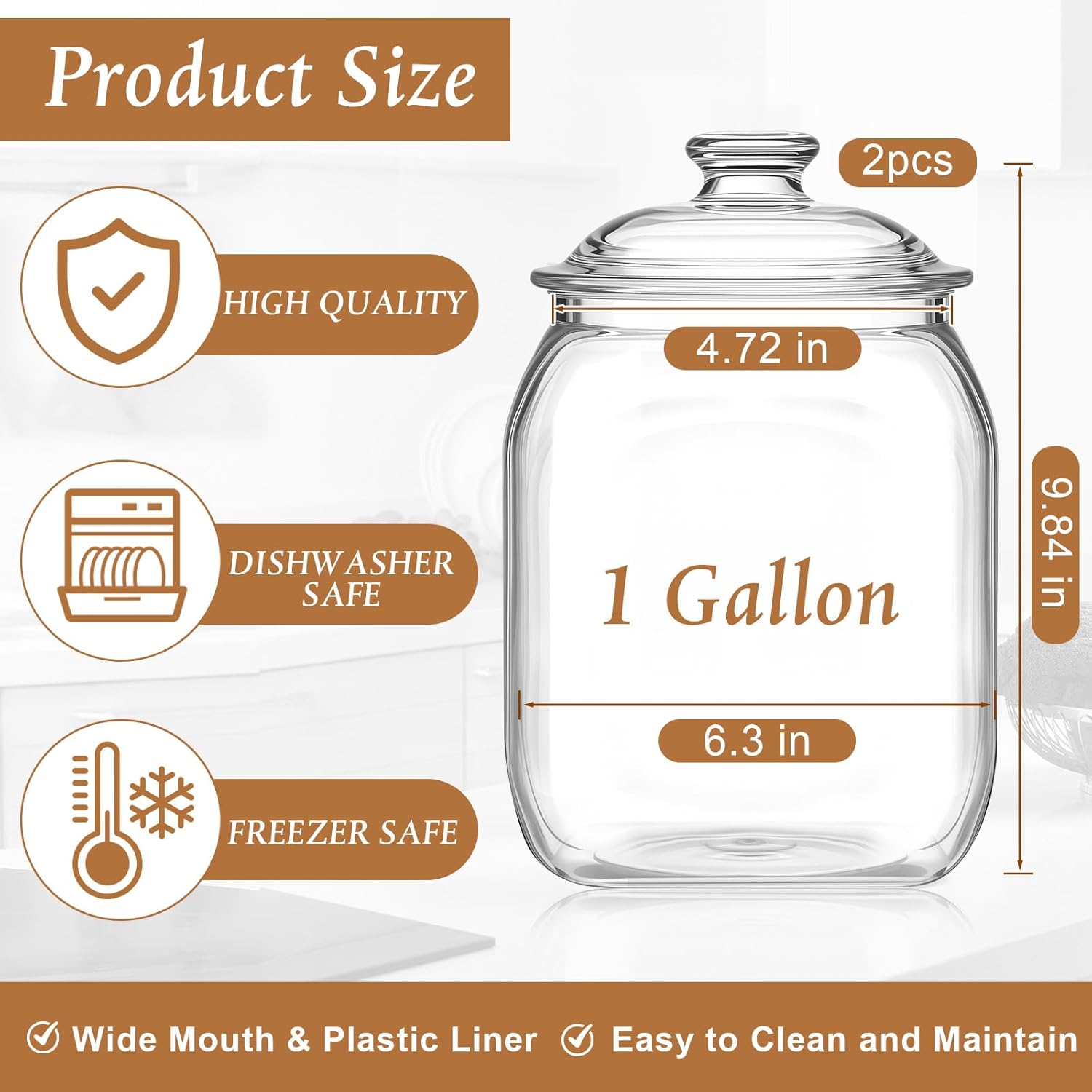 2 Pack Acrylic Cookie Candy Ja - Food Storage Jar Glass avaliação e preço