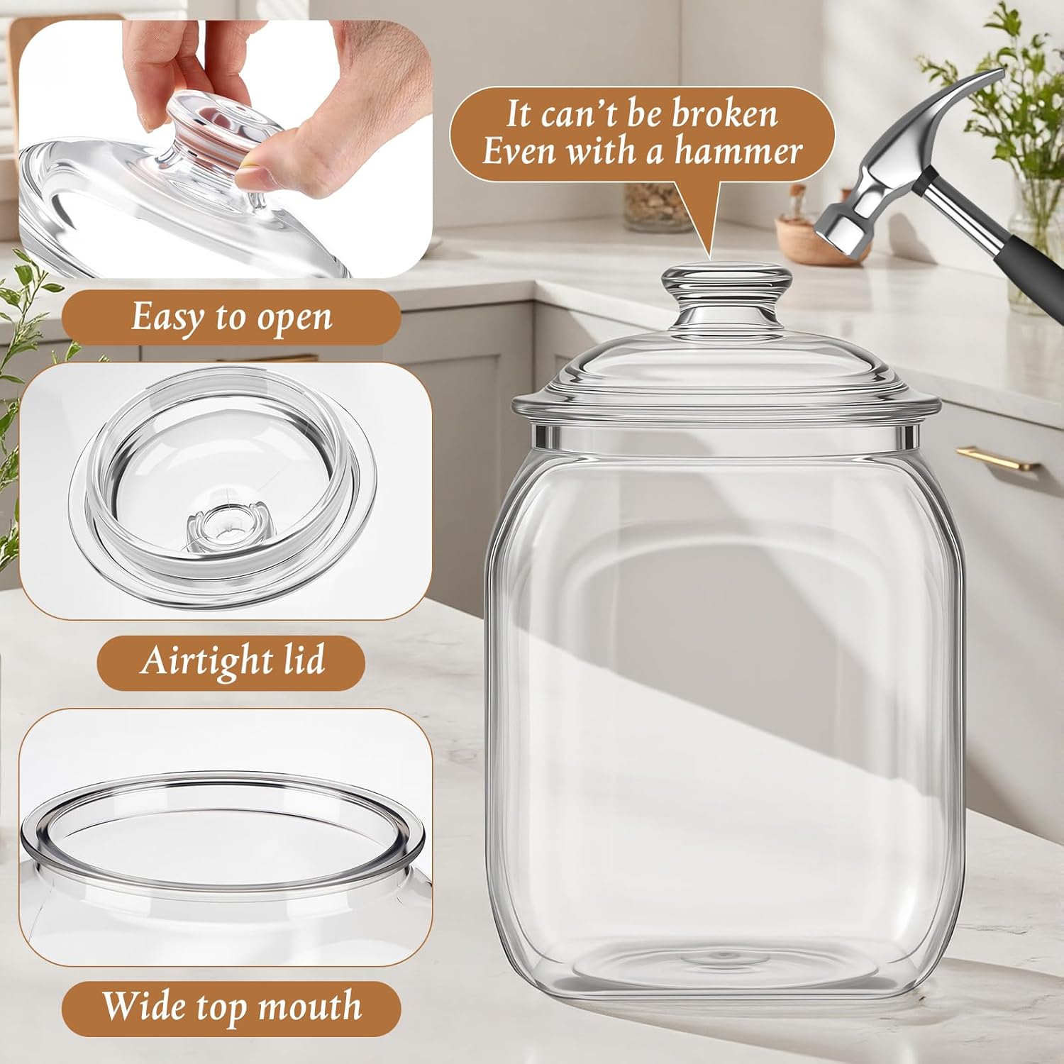 2 Pack Acrylic Cookie Candy Ja - Food Storage Jar Glass avaliação e preço