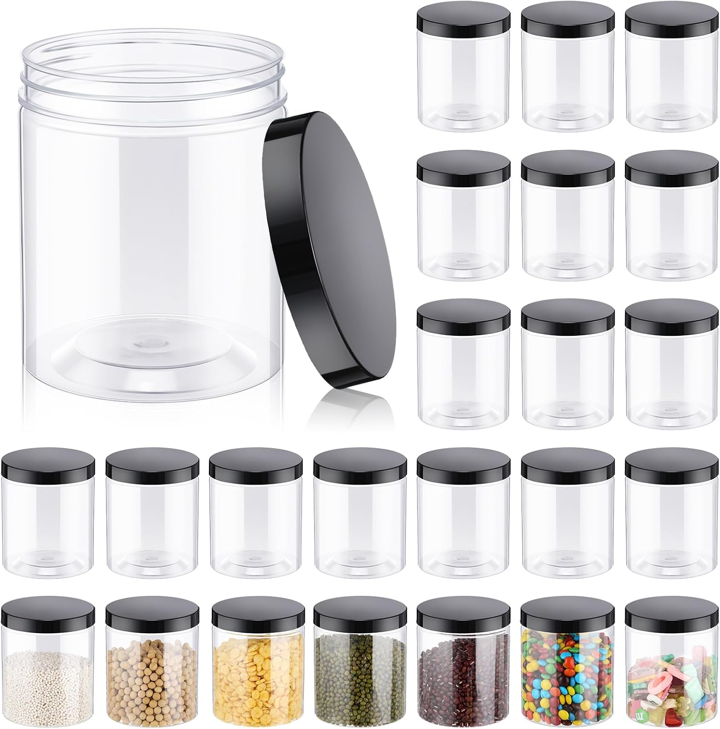 24 Pcs 16oz Plastic Jars with  - Food Storage Containers avaliação e preço