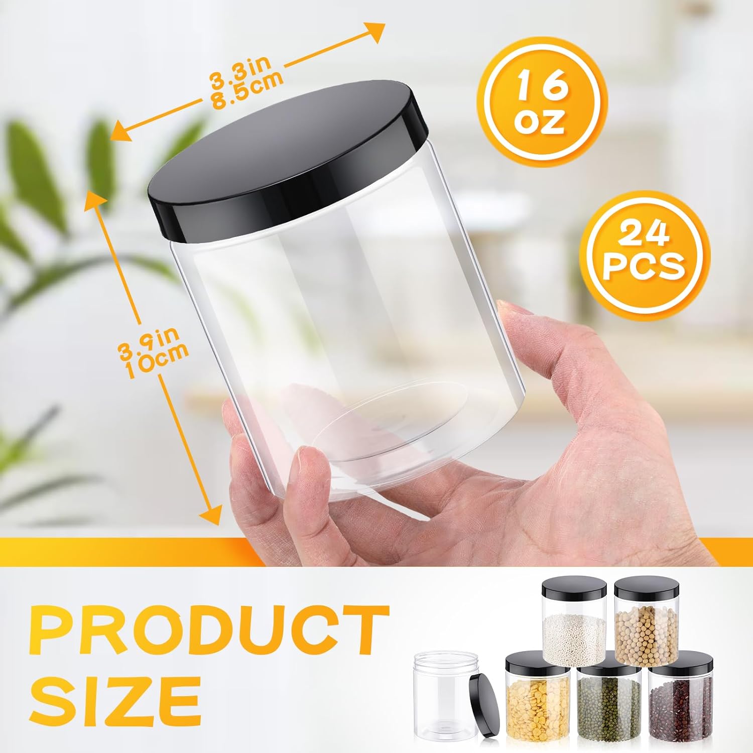 24 Pcs 16oz Plastic Jars with  - Food Storage Containers avaliação e preço