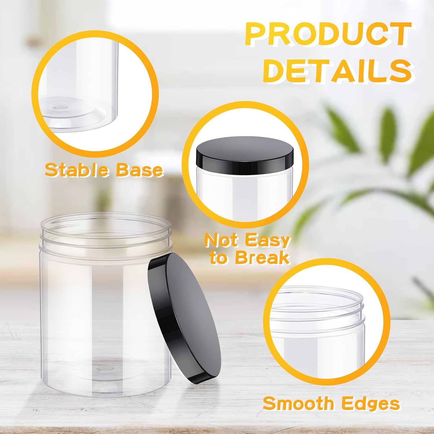 24 Pcs 16oz Plastic Jars with  - Food Storage Containers avaliação e preço