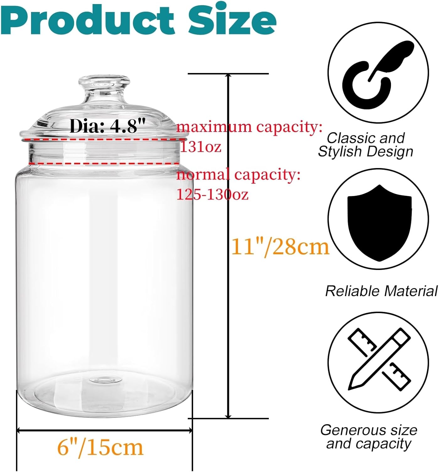 2 Pack 130 oz Large Cookie Jar - Food Storage Jar Glass avaliação e preço