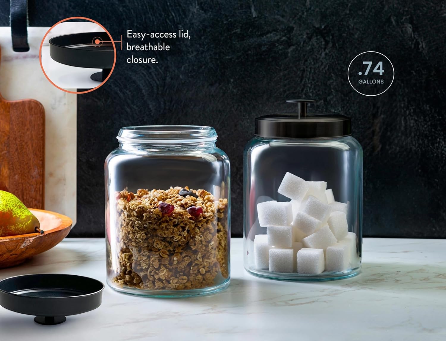 Glass Kitchen Canister Set, Fo - Food Storage Jar Set avaliação e preço
