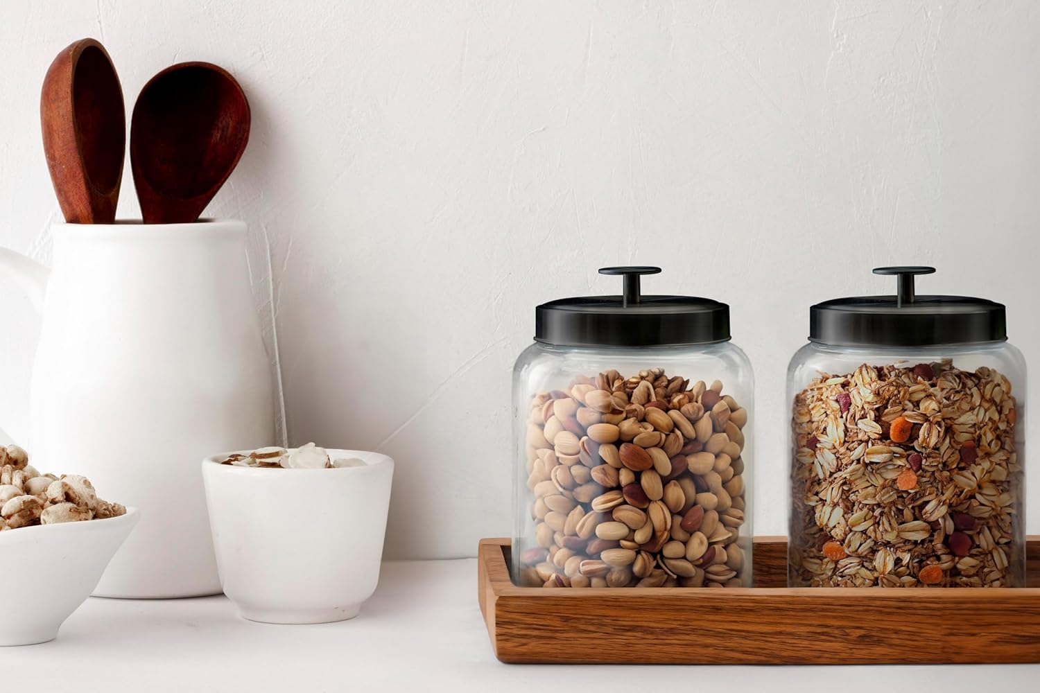 Glass Kitchen Canister Set, Fo - Food Storage Jar Set avaliação e preço