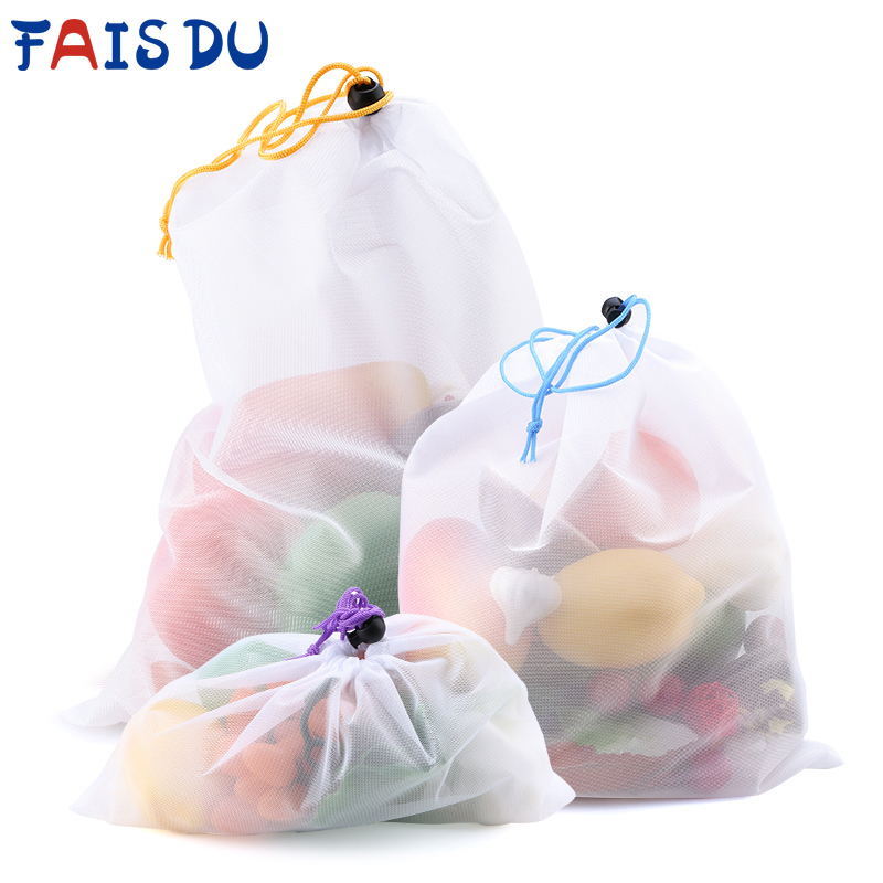 3/9/15pcs Reusable Vegetable F - Produce Bag Reusable Mesh avaliação e preço