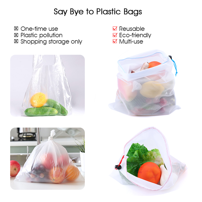 3/9/15pcs Reusable Vegetable F - Produce Bag Reusable Mesh avaliação e preço