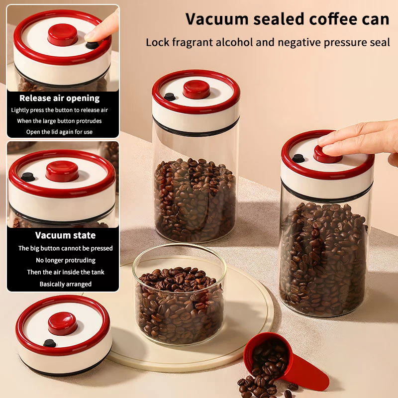 Coffee Beans Vacuum Sealed Tan - Food Storage Jar Glass avaliação e preço