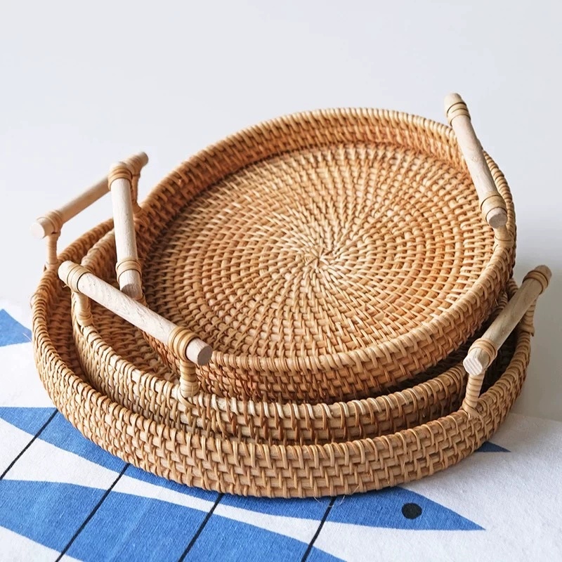 Handwoven Rattan Tray & Food S - Food Storage Of Plants avaliação e preço