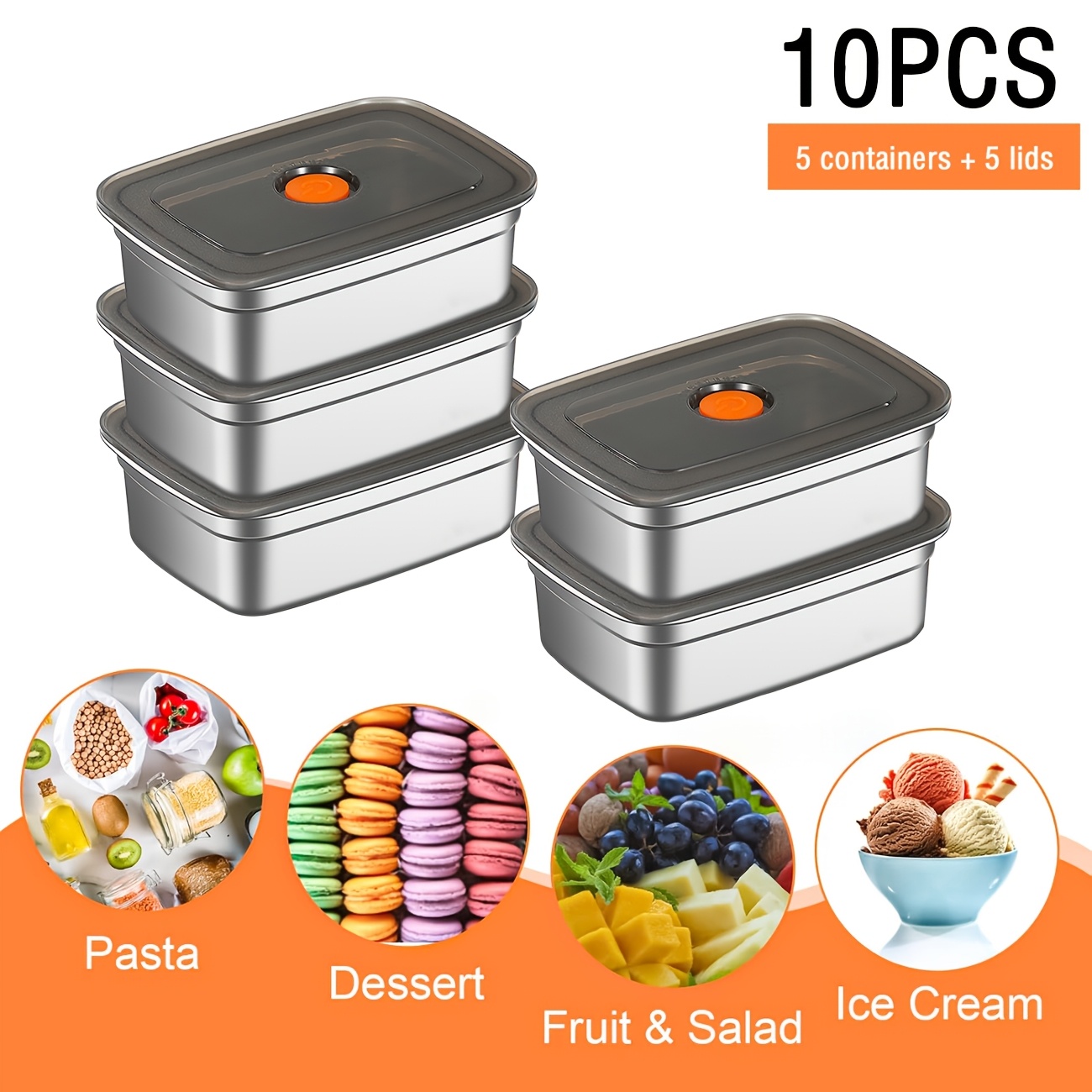 10-Piece Stainless Steel Food  - Food Storage Freezer avaliação e preço