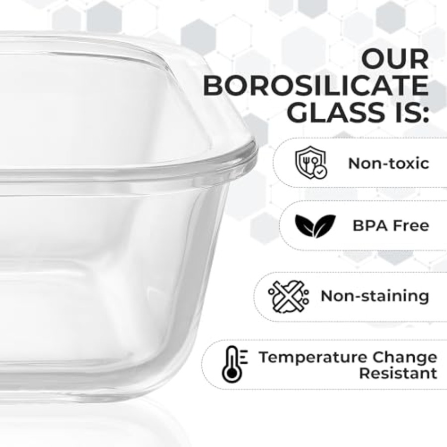 5 Piece Large 36oz Glass Tuppe - Food Storage Glass Containers Large avaliação e preço