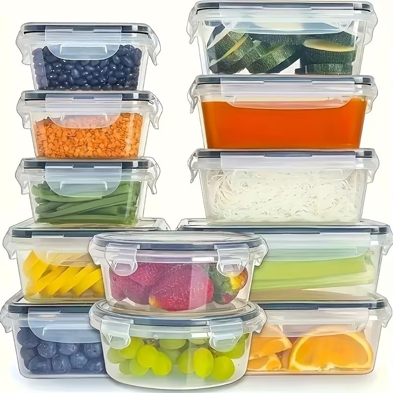 4-Piece Clear Food Storage Con - Food Storage Ideas avaliação e preço