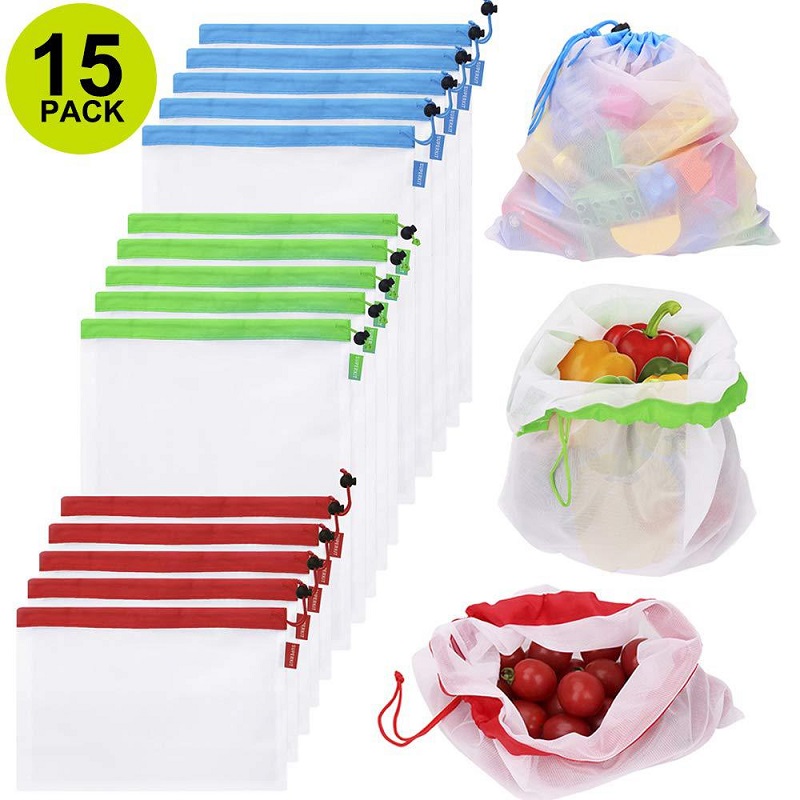 3 Sizes Reusable Mesh Produce  - Produce Bag Reusable Mesh avaliação e preço