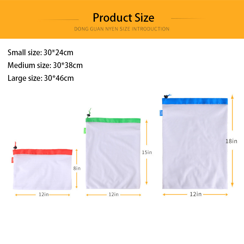 3 Sizes Reusable Mesh Produce  - Produce Bag Reusable Mesh avaliação e preço