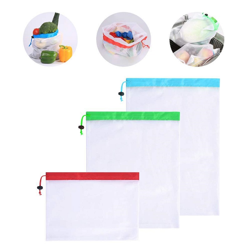 3 Sizes Reusable Mesh Produce  - Produce Bag Reusable Mesh avaliação e preço
