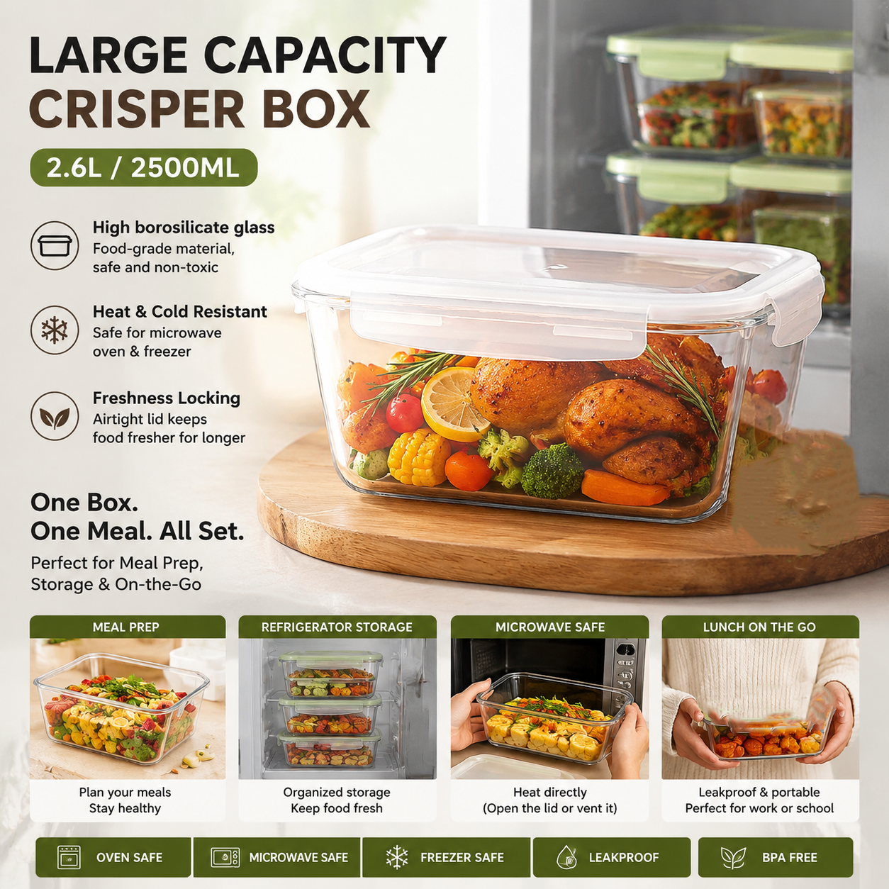 Large Capacity Glass Food Stor - Food Storage Glass Containers Large avaliação e preço
