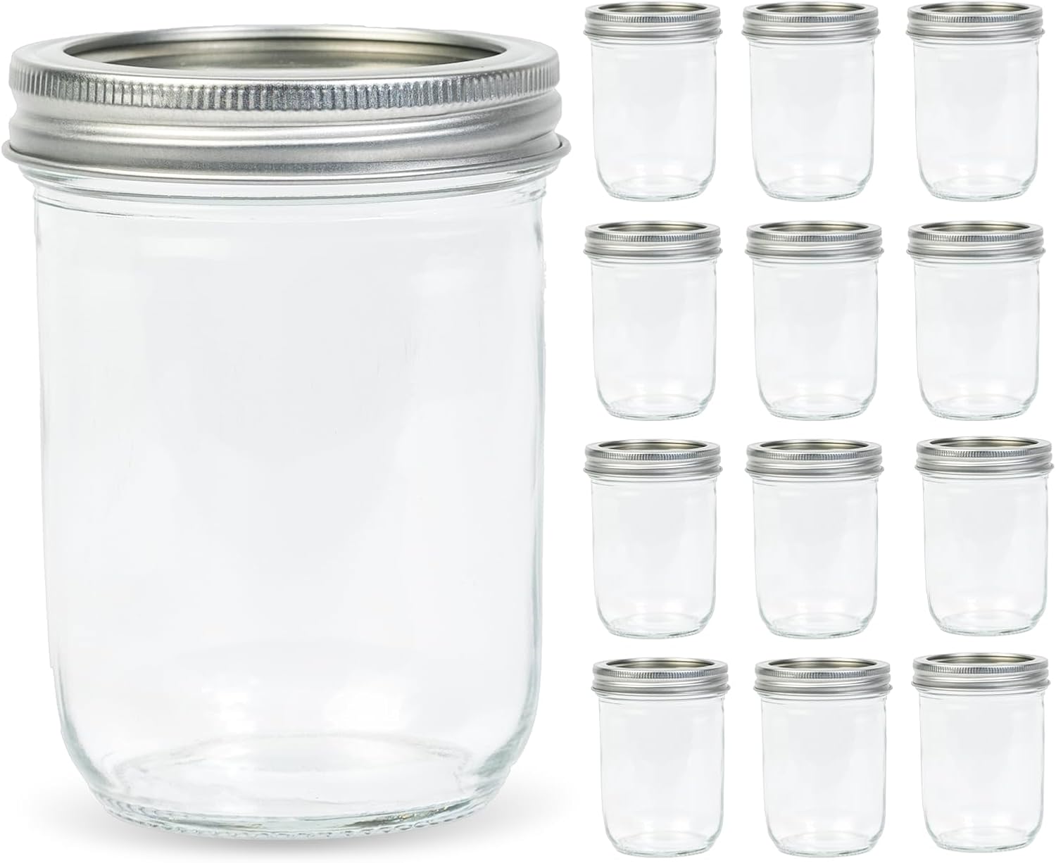 12 Pack 16 oz Wide Mouth Clear - Food Storage Jar Glass avaliação e preço
