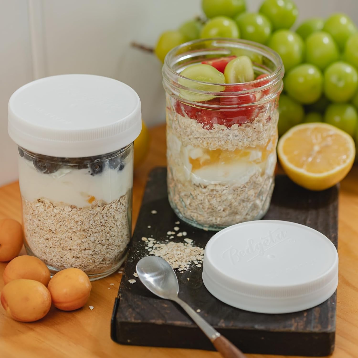 12 Pack 16 oz Wide Mouth Clear - Food Storage Jar Glass avaliação e preço