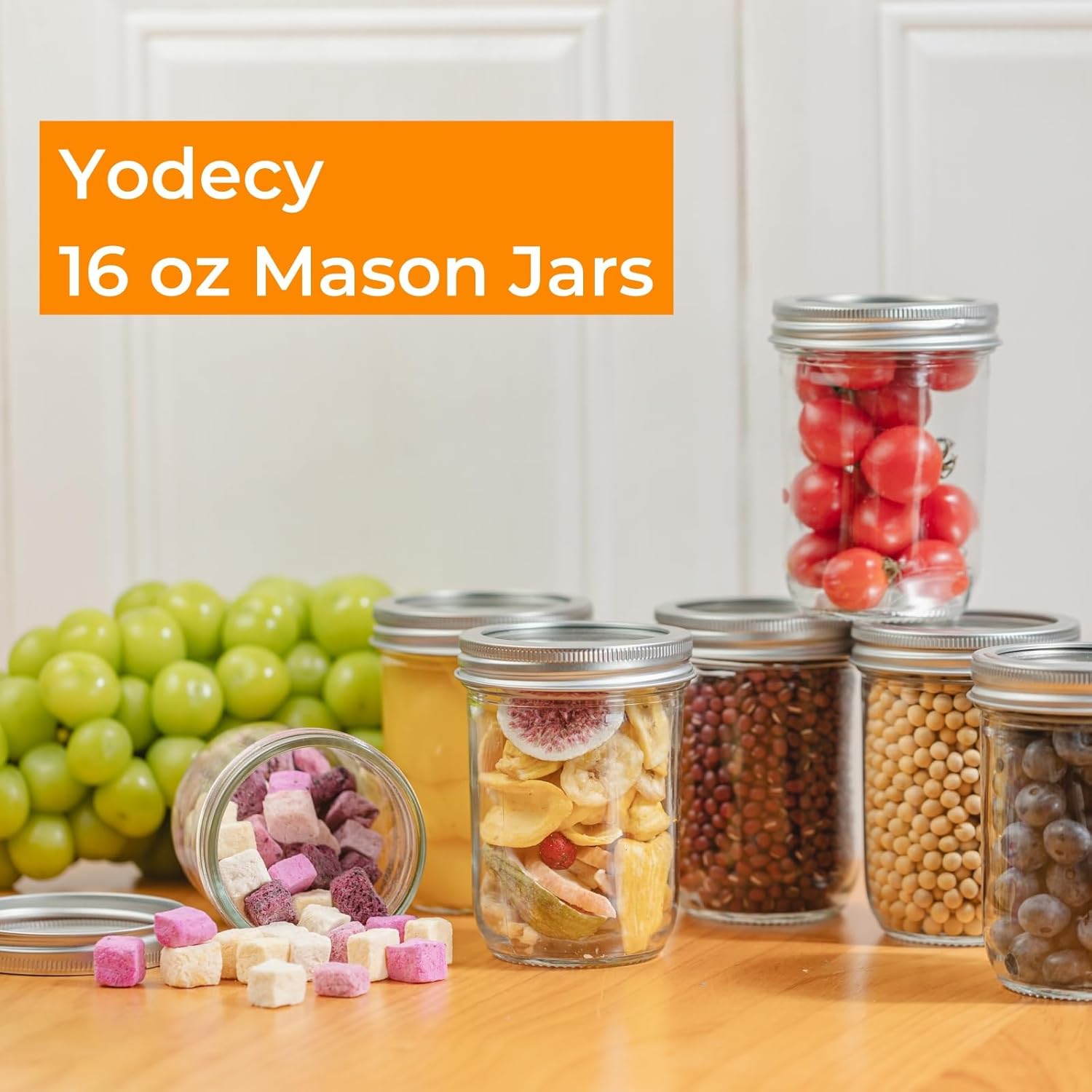 12 Pack 16 oz Wide Mouth Clear - Food Storage Jar Glass avaliação e preço