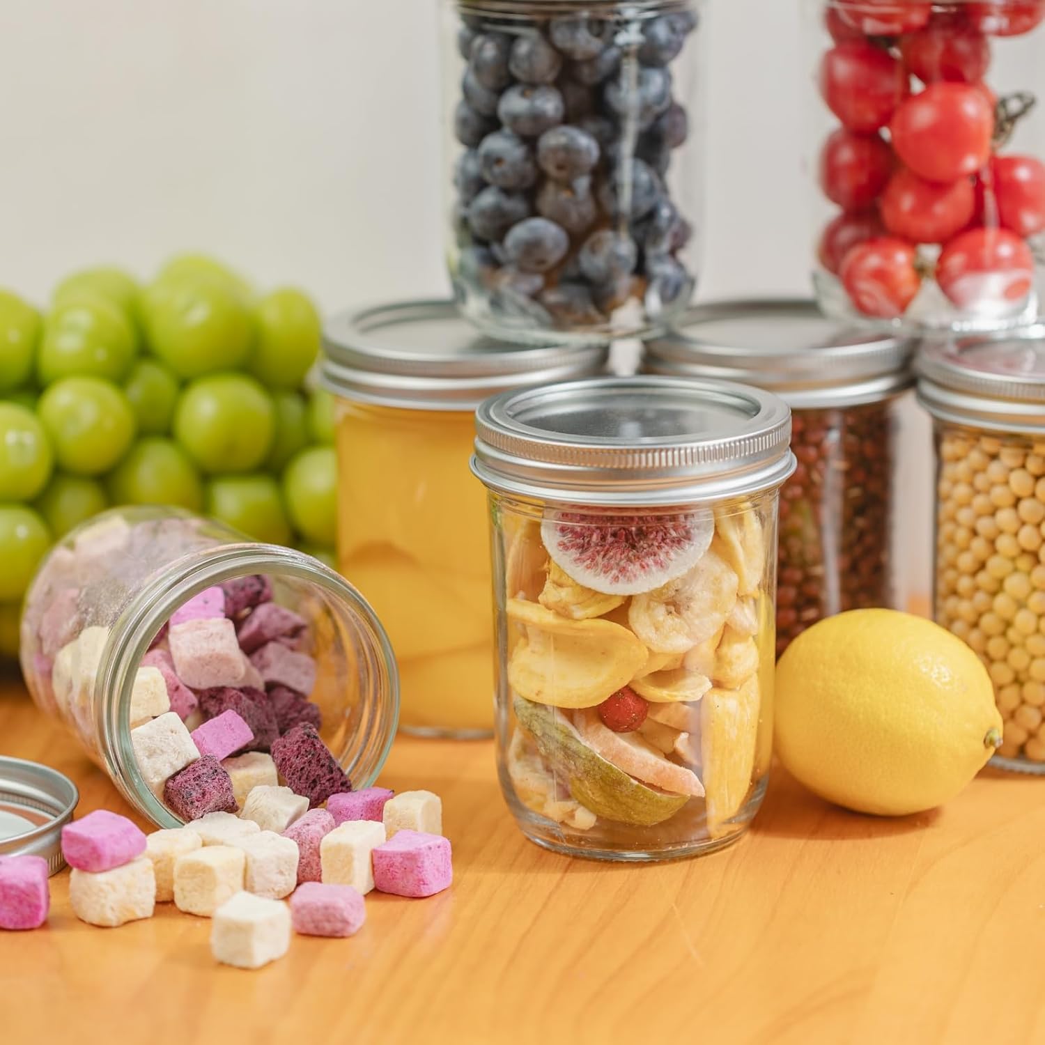 12 Pack 16 oz Wide Mouth Clear - Food Storage Jar Glass avaliação e preço