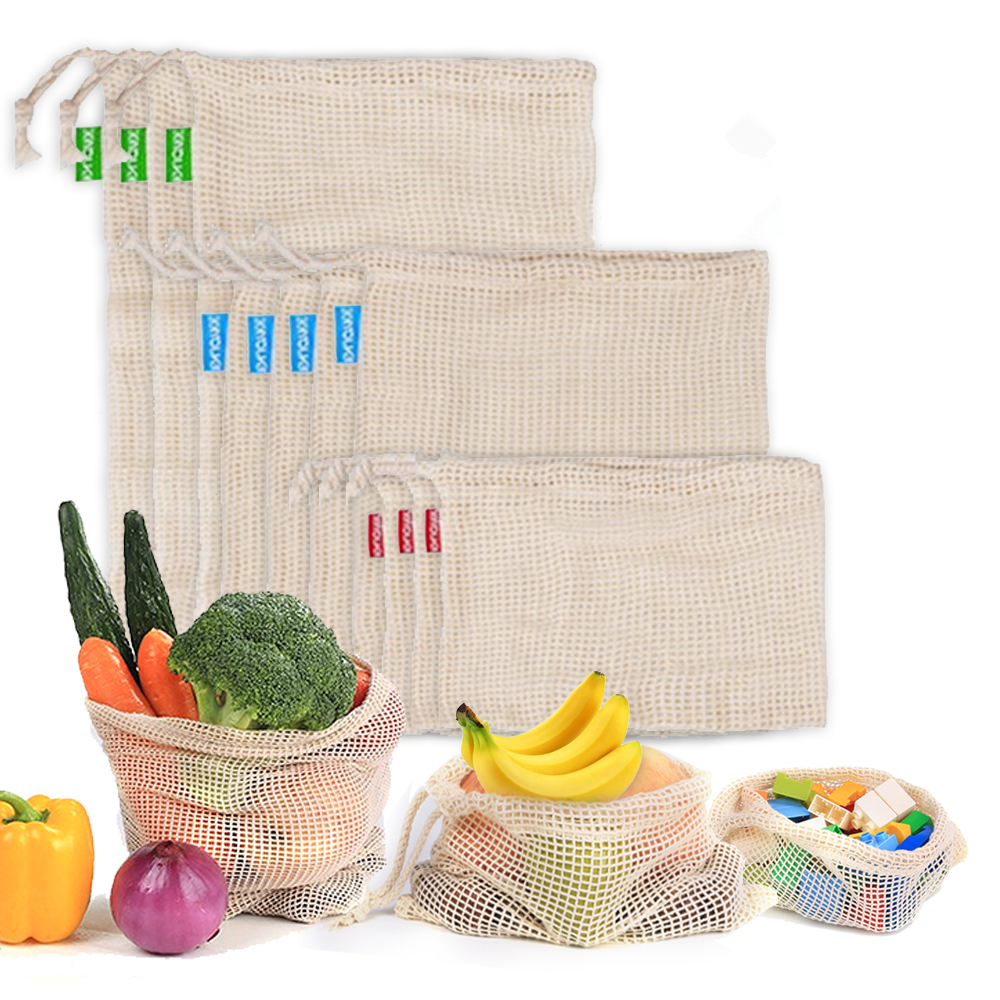 Reusable Cotton Mesh Produce B - Produce Bag Reusable Mesh avaliação e preço