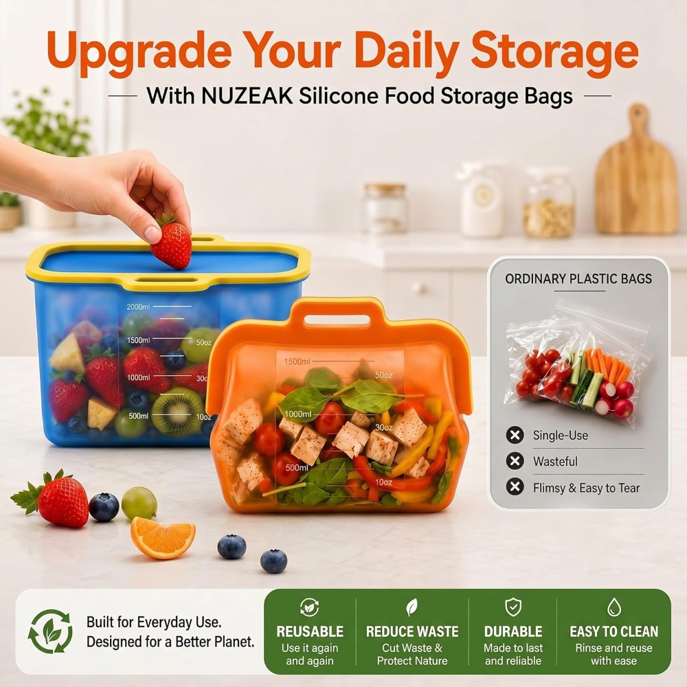 Reusable Silicone Food Storage - Food Storage Freezer avaliação e preço