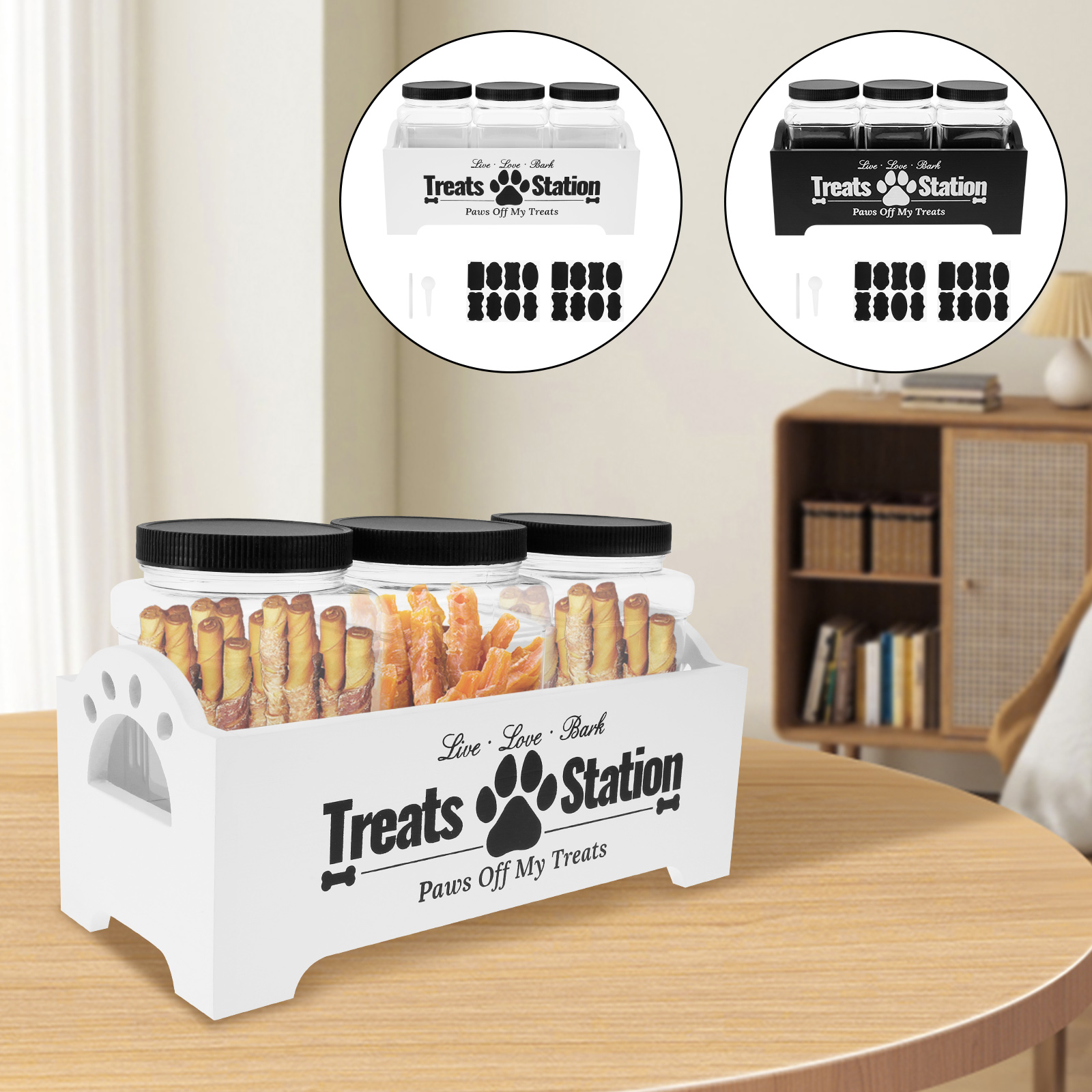 Wood Dog Food Container with 3 - Food Storage Practices avaliação e preço