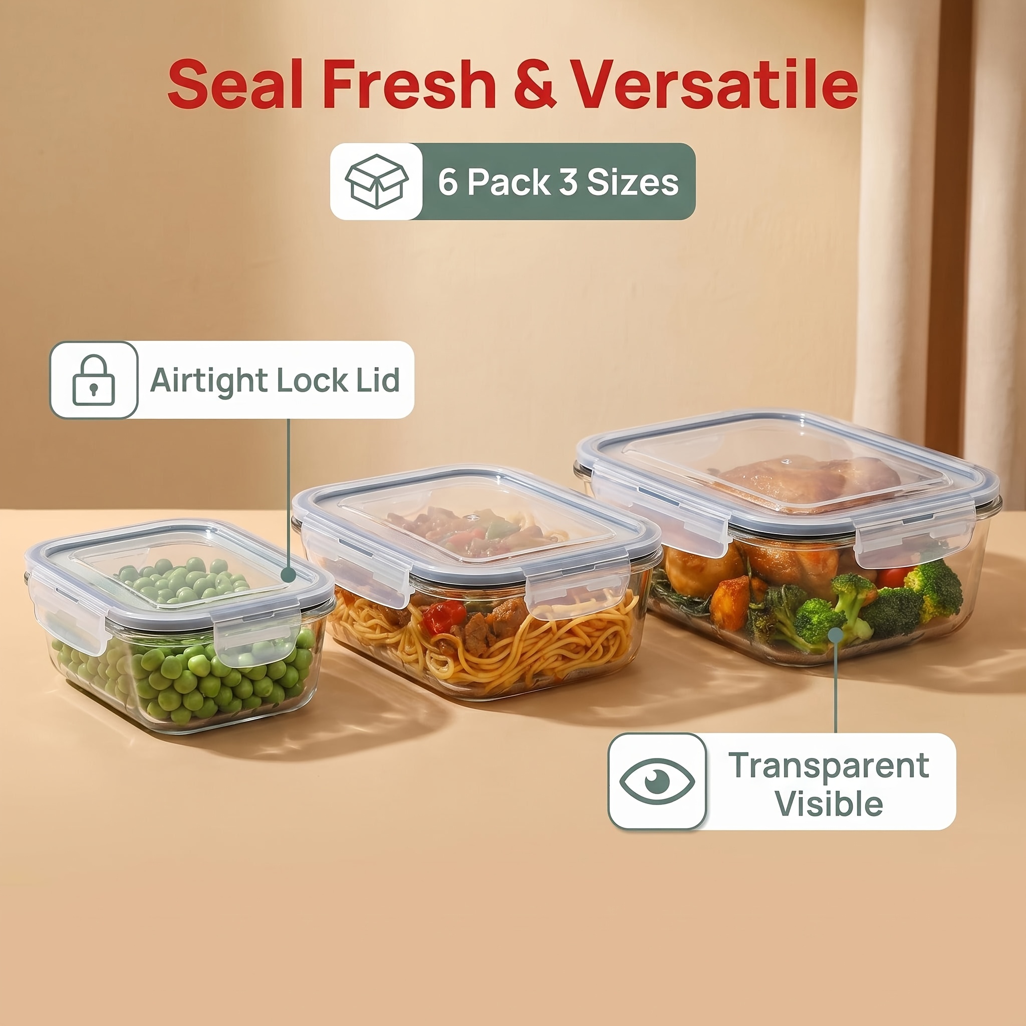 6 Pack Meal Prep Container Set - Food Storage Glass Containers Large avaliação e preço