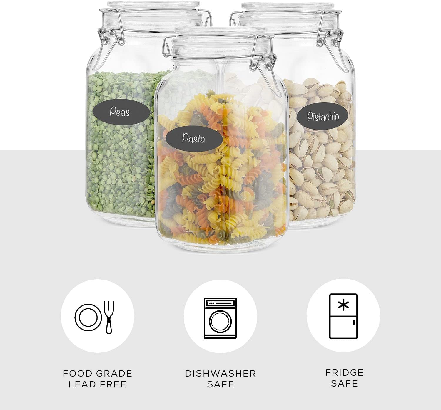 Airtight Glass Jars with Lids  - Food Storage Jar Set avaliação e preço