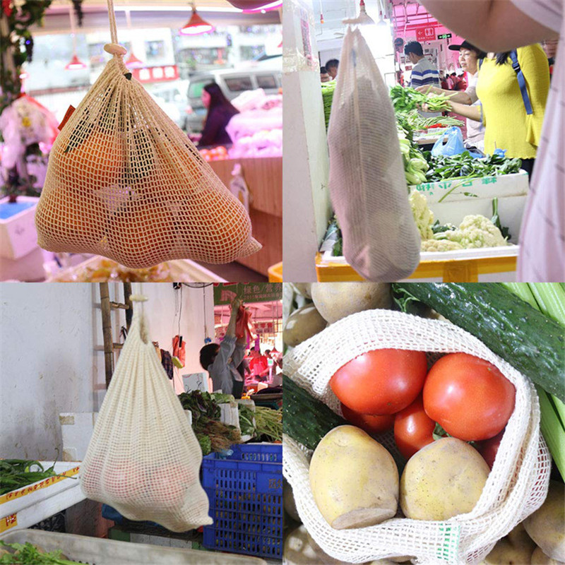 Reusable Cotton Mesh Produce B - Produce Bag Reusable Mesh avaliação e preço