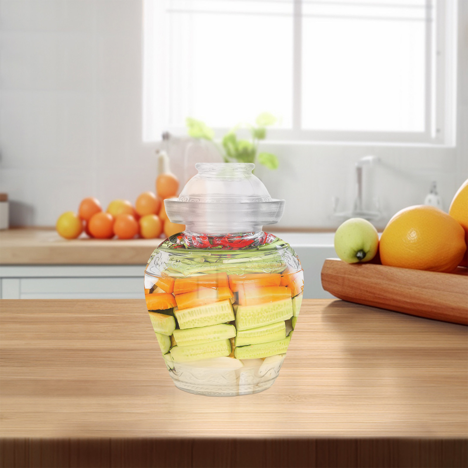 Large Capacity Glass Pickle Ja - Food Storage Glass Containers Large avaliação e preço