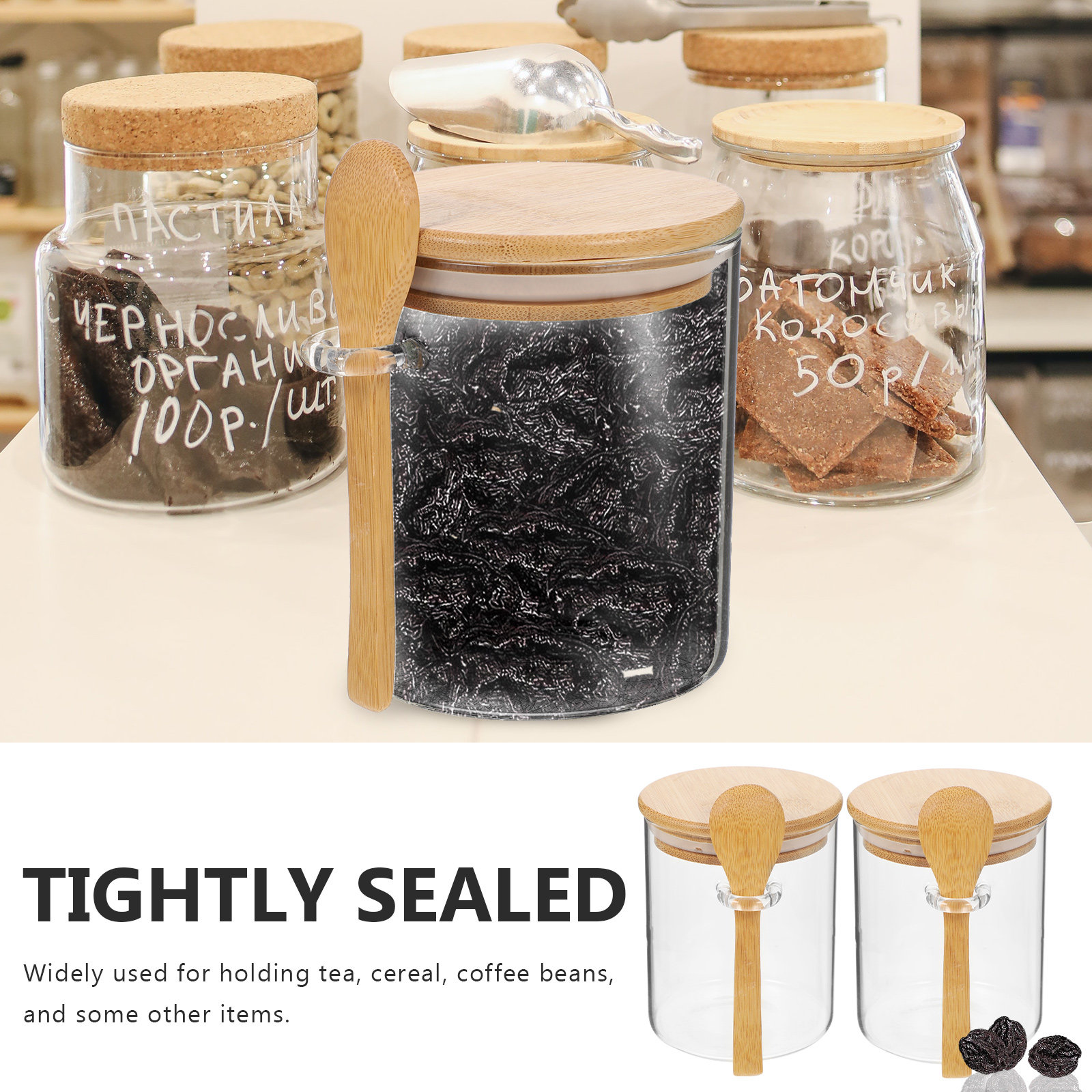 2 Pcs Flour Sugar Storage Cont - Food Storage Jar Glass avaliação e preço