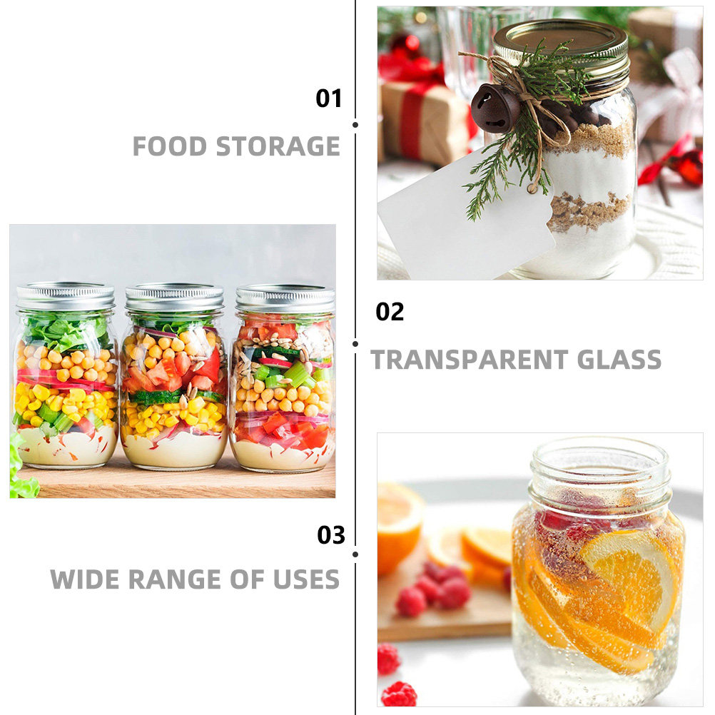 6Pcs Transparent Round Glass J - Food Storage Jar Glass avaliação e preço