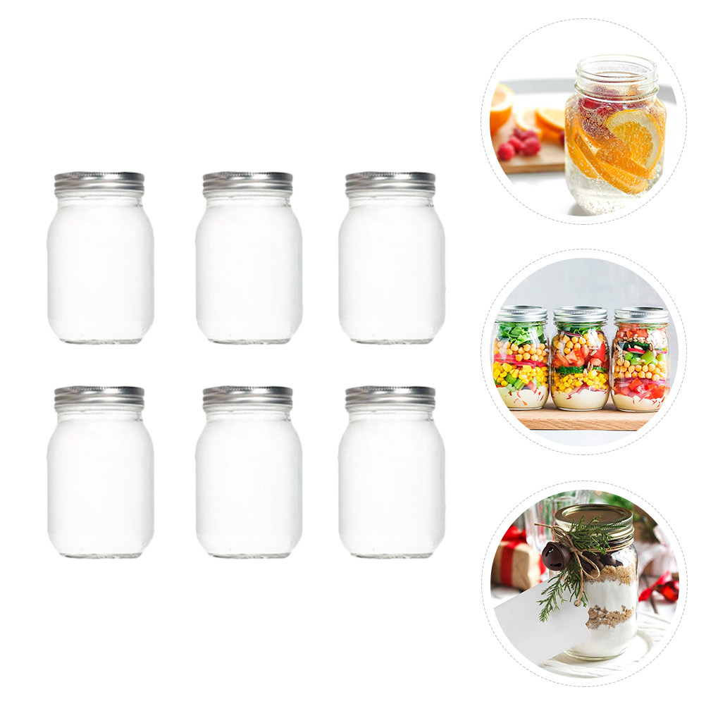 6Pcs Transparent Round Glass J - Food Storage Jar Glass avaliação e preço
