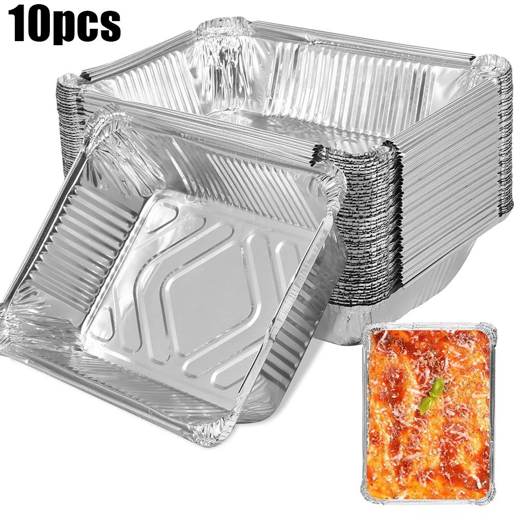 10PCS Disposable Aluminum Foil - Food Storage Aluminum Containers avaliação e preço