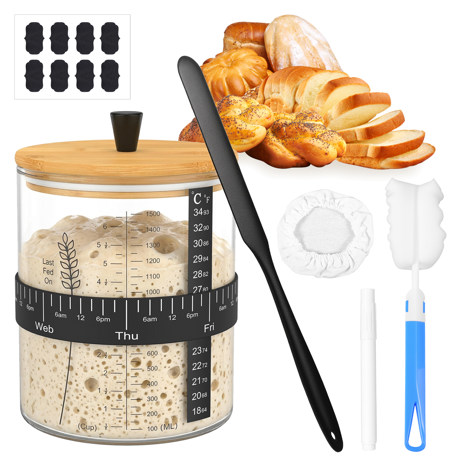 1500/900ml Sourdough Starter J - Food Storage Jar Set avaliação e preço
