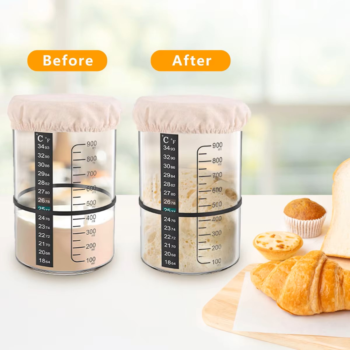 1500/900ml Sourdough Starter J - Food Storage Jar Set avaliação e preço