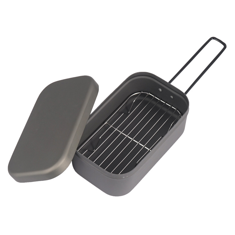 Camping Lunch Box Steaming Rac - Food Storage Aluminum Containers avaliação e preço