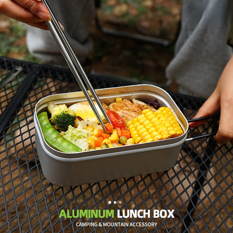Camping Lunch Box Steaming Rac - Food Storage Aluminum Containers avaliação e preço