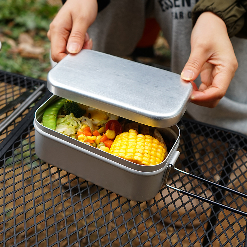 Camping Lunch Box Steaming Rac - Food Storage Aluminum Containers avaliação e preço