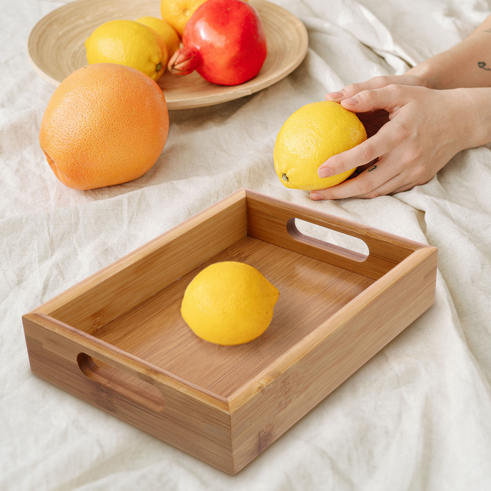 Bamboo Food Serving Tray Pract - Food Storage Practices avaliação e preço
