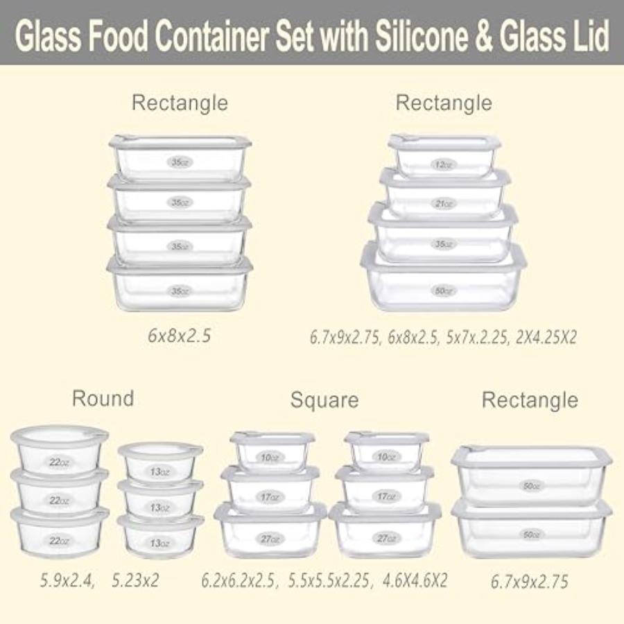 Glass Food Containers with Gla - Food Storage Glass Containers Large avaliação e preço