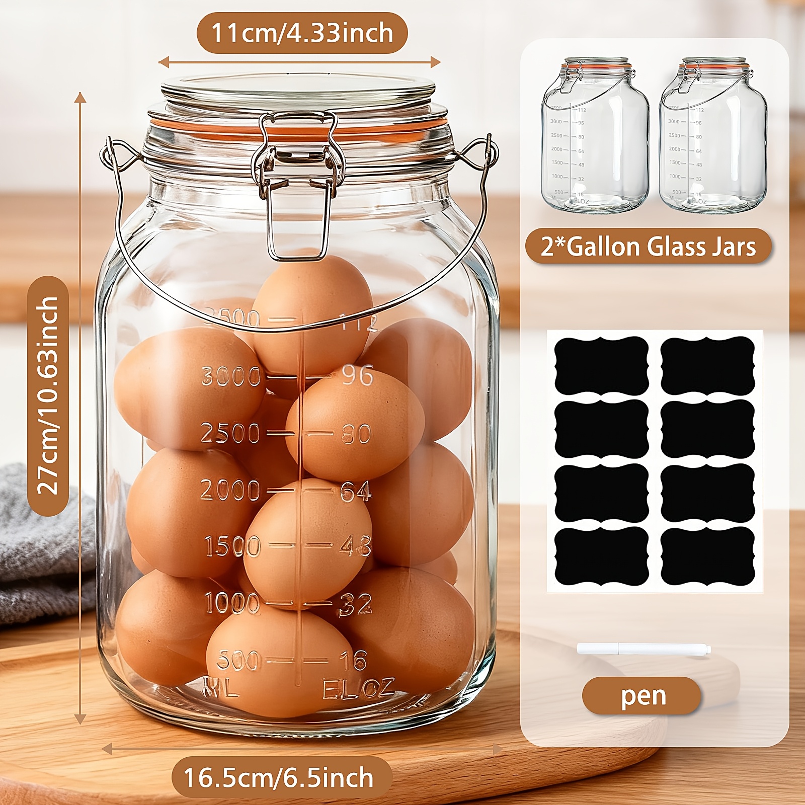 2 Pack 1 Gallon Glass Jar with - Food Storage Glass Containers Large avaliação e preço